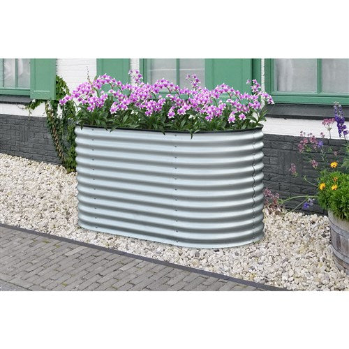 Hanover - Galvanized Steel Oval Round Raised Planter Bed 63"x31"x32" - Silver-United Backyard