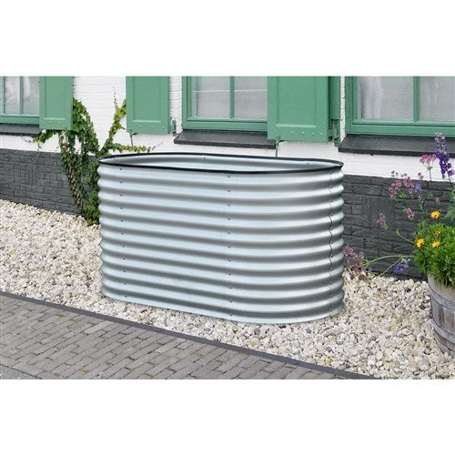 Hanover - Galvanized Steel Oval Round Raised Planter Bed 63"x31"x32" - Silver-United Backyard