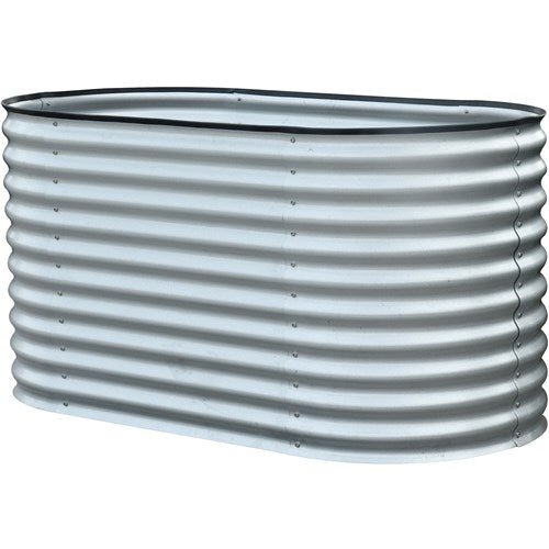 Hanover - Galvanized Steel Oval Round Raised Planter Bed 63"x31"x32" - Silver-United Backyard