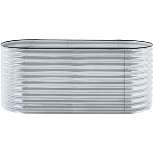 Hanover - Galvanized Steel Oval Round Raised Planter Bed 94"x31"x32" - Silver-United Backyard