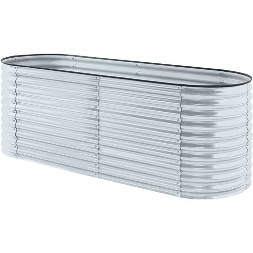 Hanover - Galvanized Steel Oval Round Raised Planter Bed 94"x31"x32" - Silver-United Backyard