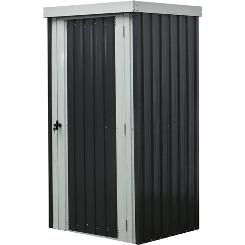 Hanover - Galvanized Steel Patio Storage Shed 2.7'x3.2'x6' with Base - Dark Gray/White-United Backyard