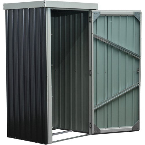 Hanover - Galvanized Steel Patio Storage Shed 2.7'x3.2'x6' with Base - Dark Gray/White-United Backyard