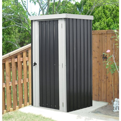 Hanover - Galvanized Steel Patio Storage Shed 2.7'x3.2'x6' with Base - Dark Gray/White-United Backyard