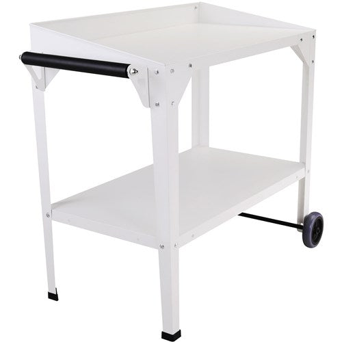 Hanover - Galvanized Steel Potting Bench Trolley 37"x22"x31" - White-United Backyard