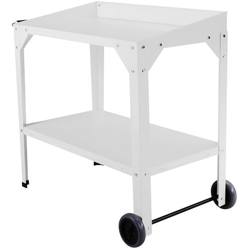 Hanover - Galvanized Steel Potting Bench Trolley 37"x22"x31" - White-United Backyard