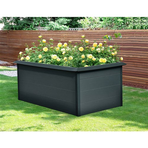 Hanover - Galvanized Steel Raised Rectangle Garden Bed 4.9'x3.3'x2.5' with Border - Grey-United Backyard