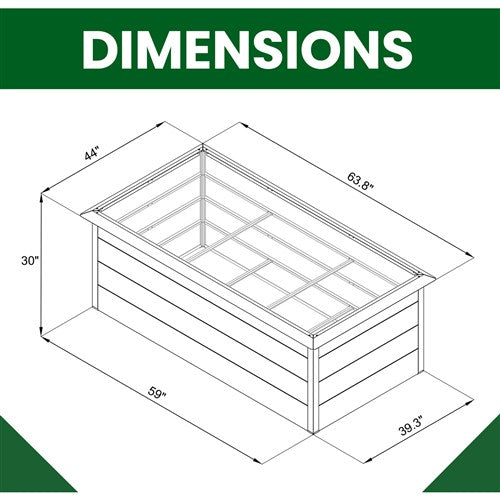 Hanover - Galvanized Steel Raised Rectangle Garden Bed 4.9'x3.3'x2.5' with Border - Grey-United Backyard