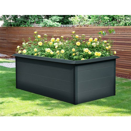 Hanover - Galvanized Steel Raised Rectangle Garden Bed 6.5'x3.3'x2.5' with Border - Grey-United Backyard