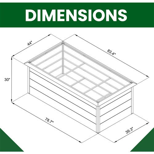 Hanover - Galvanized Steel Raised Rectangle Garden Bed 6.5'x3.3'x2.5' with Border - Grey-United Backyard