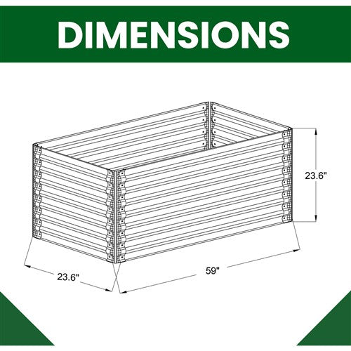 Hanover - Galvanized Steel Raised Rectangle Ribbed Garden Bed 59"x23.6"x23.6" - Grey-United Backyard