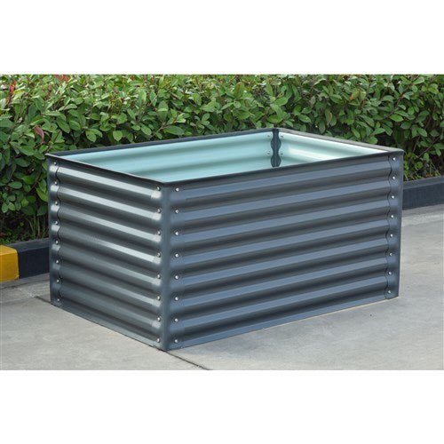 Hanover - Galvanized Steel Raised Rectangle Ribbed Garden Bed 59"x23.6"x23.6" - Grey-United Backyard