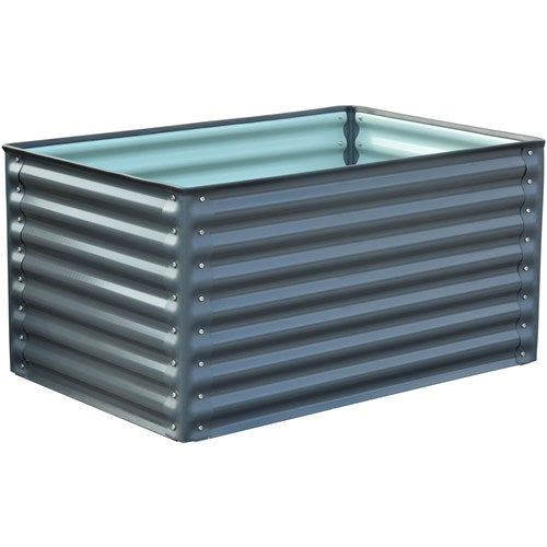 Hanover - Galvanized Steel Raised Rectangle Ribbed Garden Bed 59"x23.6"x23.6" - Grey-United Backyard