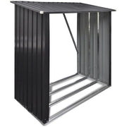 Hanover - Galvanized Steel Wood Storage 5.3'x2.75'x5' - Dark Gray-United Backyard