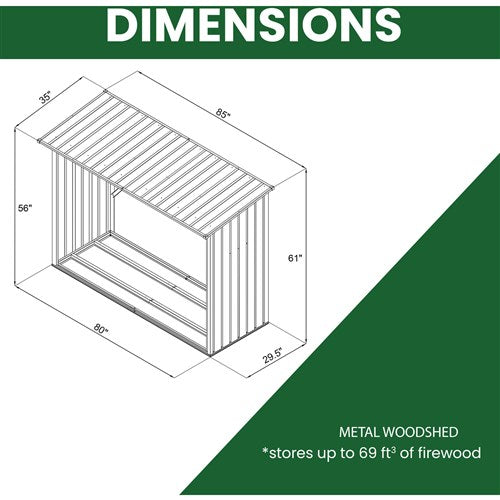 Hanover - Galvanized Steel Wood Storage 85.4"x33"x60"-United Backyard
