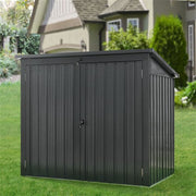 Hanover - Galvanized SteelTrash/Recycle Storage 3.3'x5.2'x4.4', Lockable Doors - Dark Gray-United Backyard
