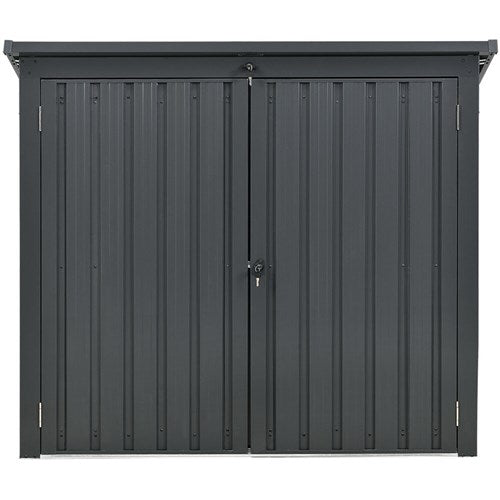 Hanover - Galvanized SteelTrash/Recycle Storage 3.3'x5.2'x4.4', Lockable Doors - Dark Gray-United Backyard