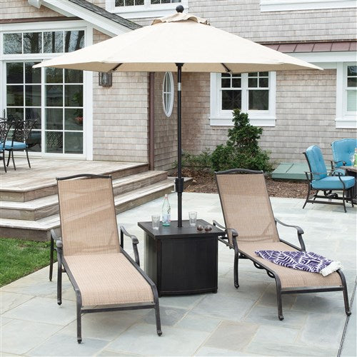 Hanover - Hanover 25" Square Umbrella Side Table with Slat Top - Aluminum-United Backyard