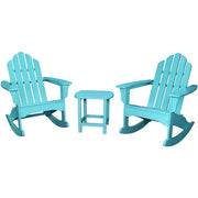 Hanover - Hanover All-Weather 3pc Rocking Chair Set: 2 Ad.Chairs, 19"x15" Table - Blue, Aruba-United Backyard