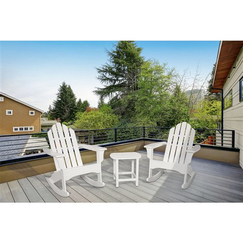 Hanover - Hanover All-Weather 3pc Rocking Chair Set: 2 Ad.Chairs, 19"x15" Table - White-United Backyard