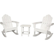 Hanover - Hanover All-Weather 3pc Rocking Chair Set: 2 Ad.Chairs, 19"x15" Table - White-United Backyard