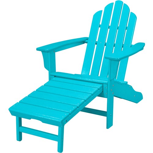 Hanover - Hanover All-Weather Adirondack Chair w/ Attached Ottoman - Blue, Aruba-United Backyard