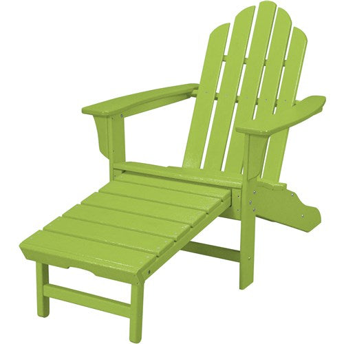 Hanover - Hanover All-Weather Adirondack Chair w/ Attached Ottoman - Lime-United Backyard