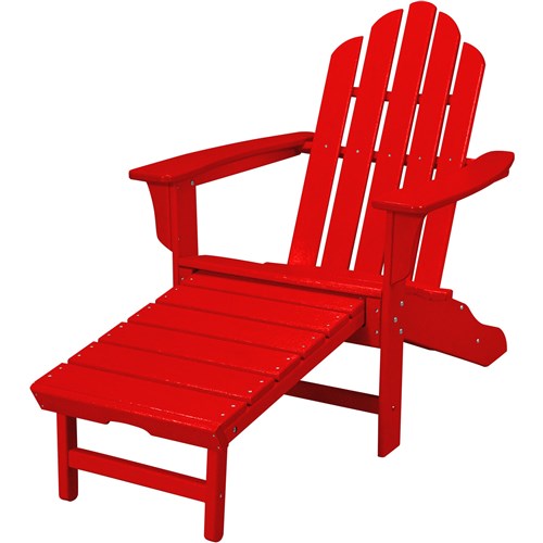 Hanover - Hanover All-Weather Adirondack Chair w/ Attached Ottoman - Sunset Red-United Backyard