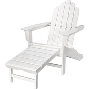 Hanover - Hanover All-Weather Adirondack Chair w/ Attached Ottoman - White-United Backyard