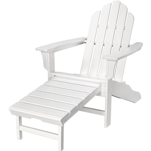 Hanover - Hanover All-Weather Adirondack Chair w/ Attached Ottoman - White-United Backyard