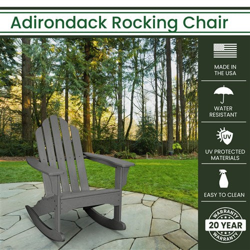 Hanover - Hanover All-Weather Adirondack Rocking Chair - Grey-United Backyard