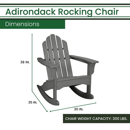 Hanover - Hanover All-Weather Adirondack Rocking Chair - Grey-United Backyard