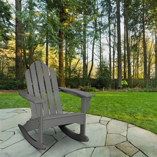 Hanover - Hanover All-Weather Adirondack Rocking Chair - Grey-United Backyard