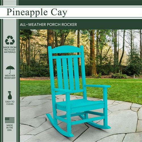 Hanover - Hanover All-Weather Pineapple Cay Porch Rocker - Aruba Blue-United Backyard