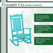 Hanover - Hanover All-Weather Pineapple Cay Porch Rocker - Aruba Blue-United Backyard