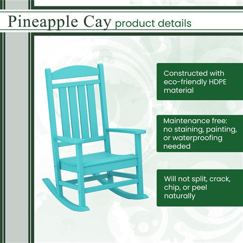 Hanover - Hanover All-Weather Pineapple Cay Porch Rocker - Aruba Blue-United Backyard