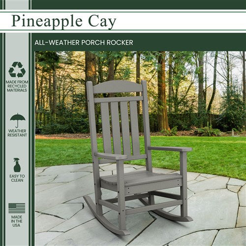 Hanover - Hanover All-Weather Pineapple Cay Porch Rocker - Grey-United Backyard