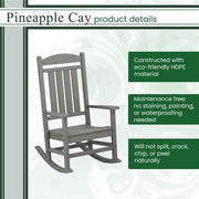 Hanover - Hanover All-Weather Pineapple Cay Porch Rocker - Grey-United Backyard