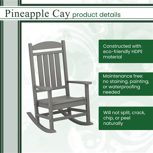 Hanover - Hanover All-Weather Pineapple Cay Porch Rocker - Grey-United Backyard