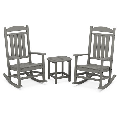 Hanover - Hanover All-Weather Porch Rocker Set: 2 Porch Rockers and Side Table - Grey-United Backyard