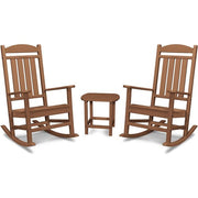 Hanover - Hanover All-Weather Porch Rocker Set: 2 Porch Rockers and Side Table - Teak-United Backyard