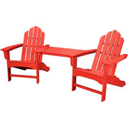 Hanover - Hanover All-Weather Rio 3pc Tete-a-Tete: 2 Ad Chairs, ete-a-Tete Table - Sunset Red-United Backyard