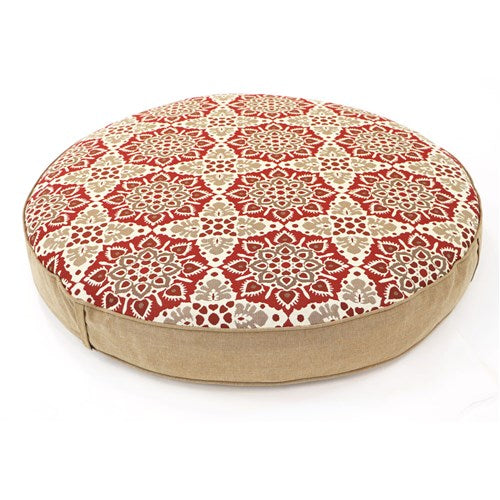 Hanover - Hanover Medalion Reversible Ottoman Cushion - Tan/Berry-United Backyard