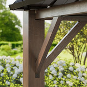 Hanover - Highland 9.8'x9.8'x9.5' Hard Top Gazebo - Dark Brown/Faux Wood-United Backyard