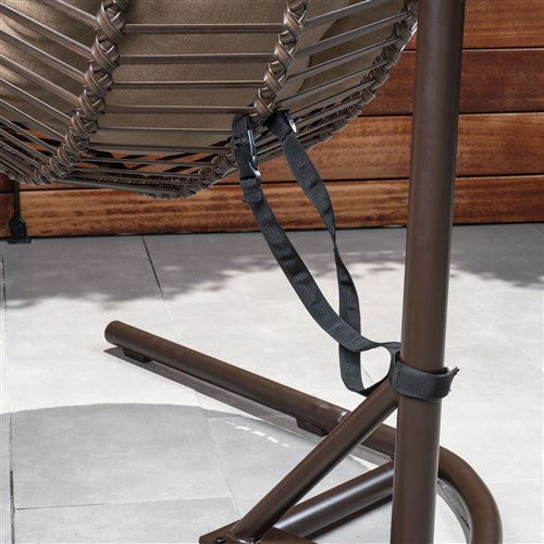 Hanover - Isla Steel/Wicker Rattan Hanging Egg Chair - Brown/Taupe-United Backyard