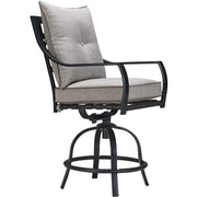 Hanover - Lavallette 5pc: 4 Swivel Bar Chairs and Bar Glass Table - Silver-United Backyard