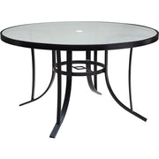 Hanover - Lavallette 5pc: 4 Swivel Chrs, Round Glass Table, Umbrella & Base - Blue-United Backyard