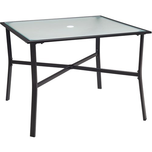 Hanover - Lavallette 5pc: 4 Swivel Dining Chairs and Square Glass Table - Blue-United Backyard