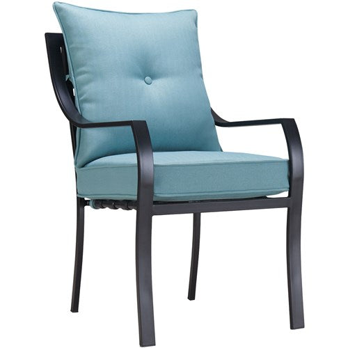 Hanover - Lavallette 7pc: 4 Dining Chrs, 2 Swivel Dining Chairs, Rectangle Glass Table - Blue-United Backyard