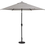 Hanover - Lavallette 7pc: 6 Swivel Dining Chairs, Rectangle Glass Table, Umbrella & Base - Silver-United Backyard